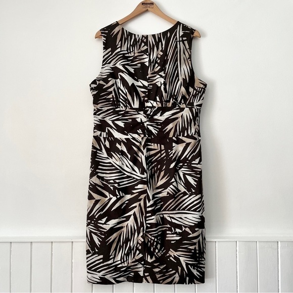 Louben Tropical Leaf Print Sleeveless Dress Size 16 - Picture 7 of 13